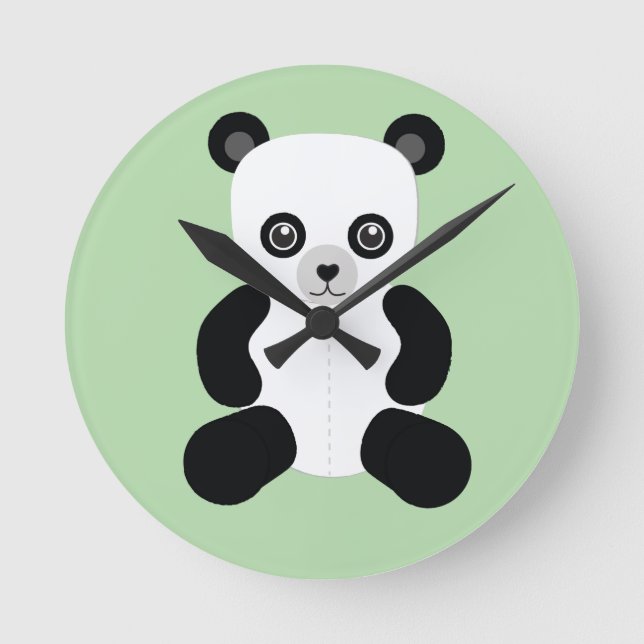 Panda Nalle Round Clock Rund Klocka (Framsida)