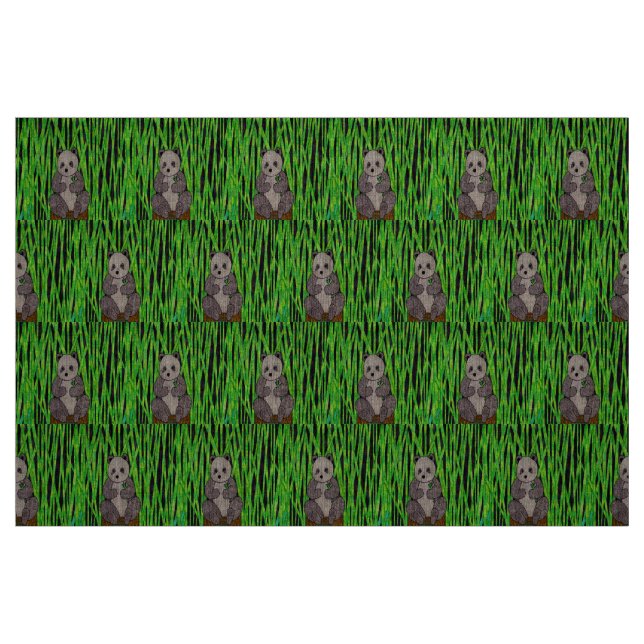 Panda - Naturlig linneväv Tyg (Fat Quarter)