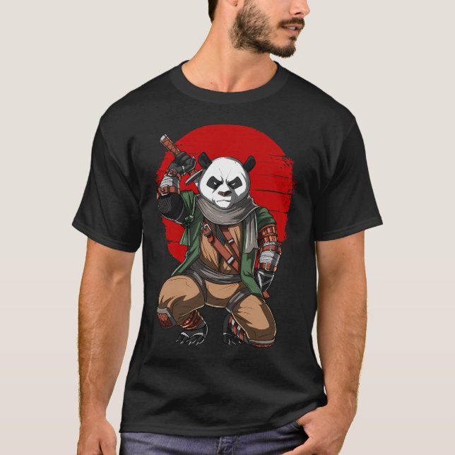 Panda Ninja Samuraj T Shirt (Framsida)