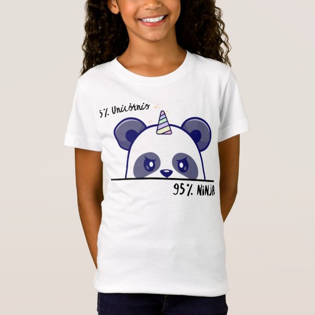 Panda Ninja Unicórnio T Shirt (Framsida)