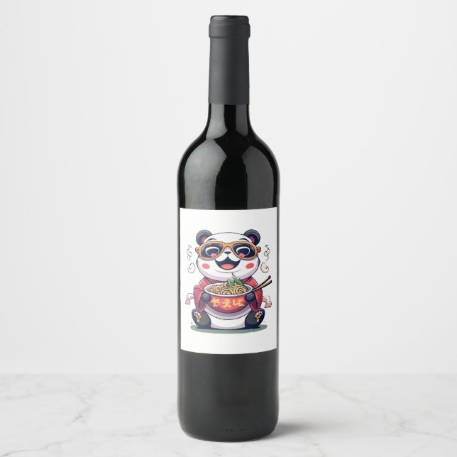 Panda Nudlar Vinflaska Etikett (Framsida)