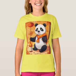 Panda nyårsfest — design i tecknad stil t shirt