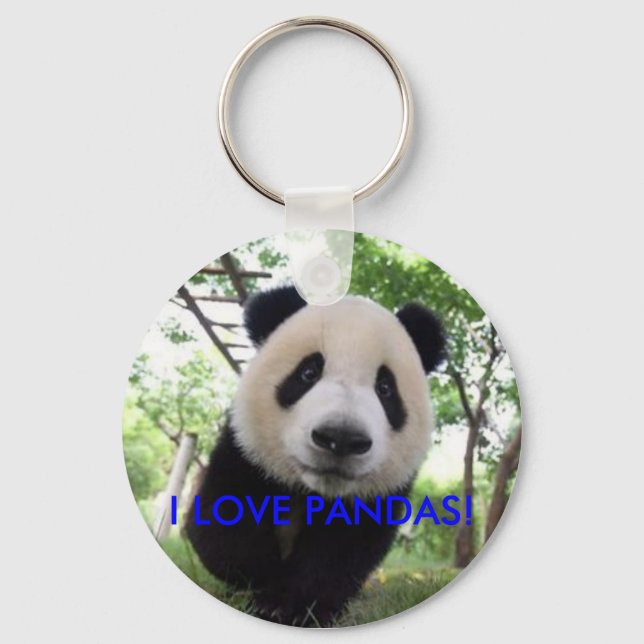Panda-nyckelkedja, jag KÄRLEK PANDAS! Nyckelring (Framsida)