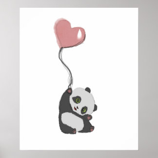 Panda och ballong poster
