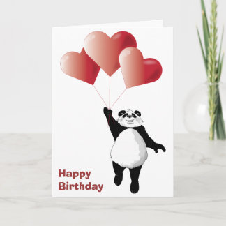 Panda och ballonger, födelsedagskort kort
