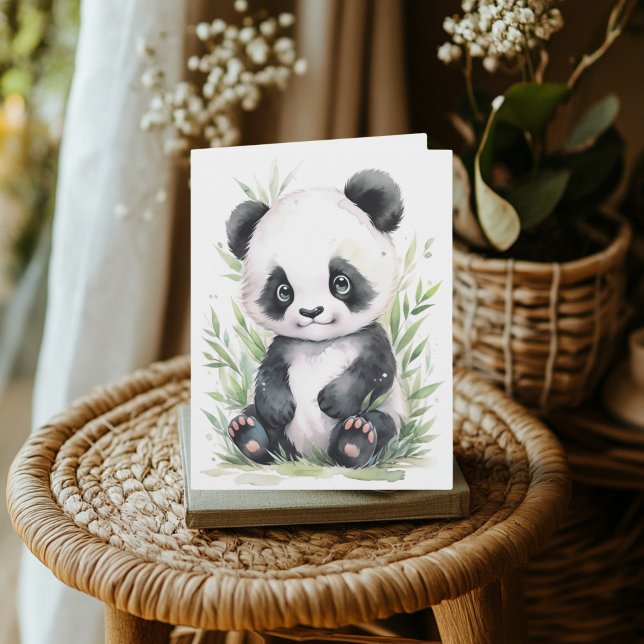 Panda och Bamboo Hälsning Kort (Panda and Bamboo Greeting Card)