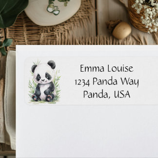 Panda och Bamboo Kuvert Returadress Etikett