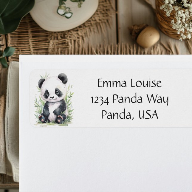 Panda och Bamboo Kuvert Returadress Etikett (Panda and Bamboo Address Label)
