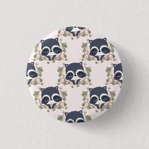Panda och blomstrande tatuering knapp