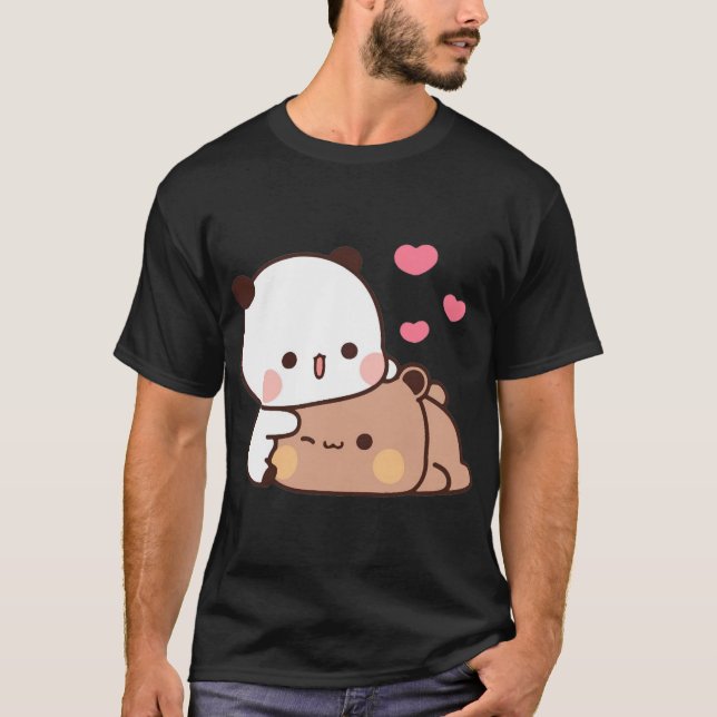 Panda och Brownie Bear Couple(5) T Shirt (Framsida)