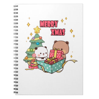 Panda och Brownie Bear Couple, God jul Anteckningsbok