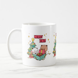 Panda och Brownie Bear Couple, God jul Kaffemugg