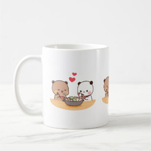 Panda och Brownie Bear Couple Kaffemugg