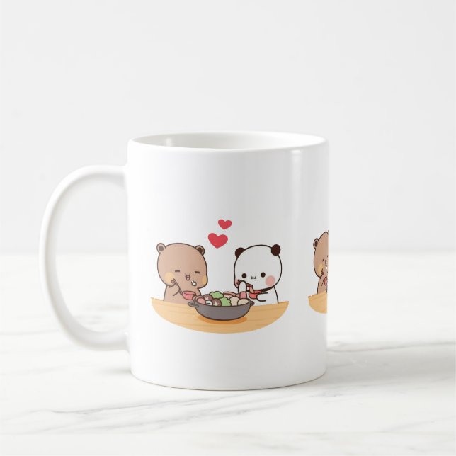 Panda och Brownie Bear Couple Kaffemugg (Vänster)