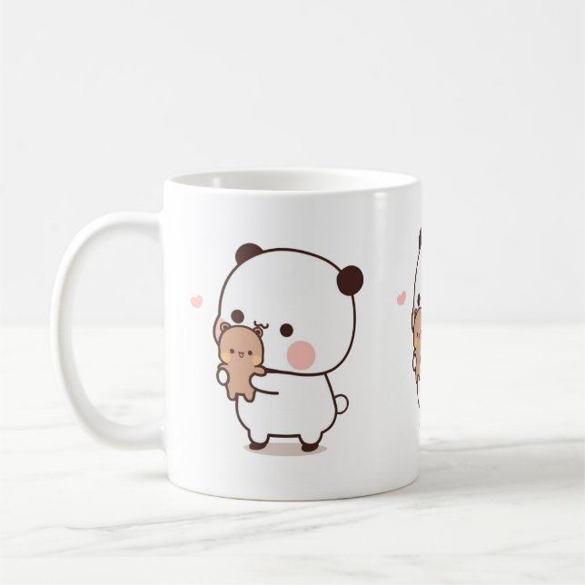 Panda och Brownie Bear Couple Kaffemugg (Vänster)
