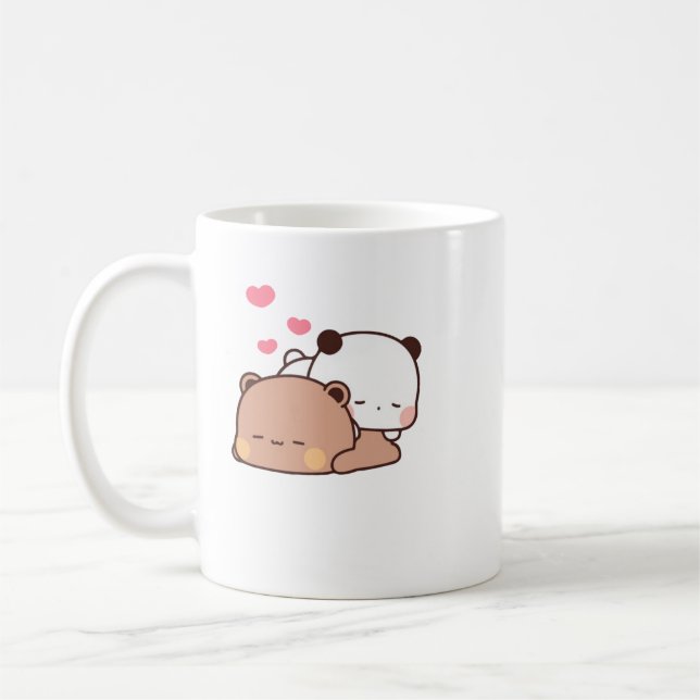 Panda och Brownie Bear Couple Kaffemugg (Vänster)
