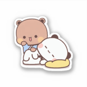 Panda och Brownie Bear Couple Klistermärken
