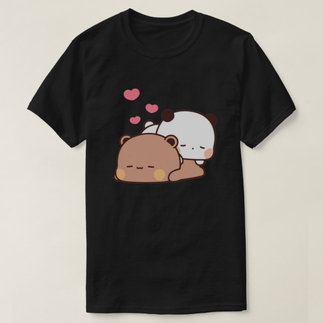 Panda och Brownie Bear Couple T Shirt (Design framsida)