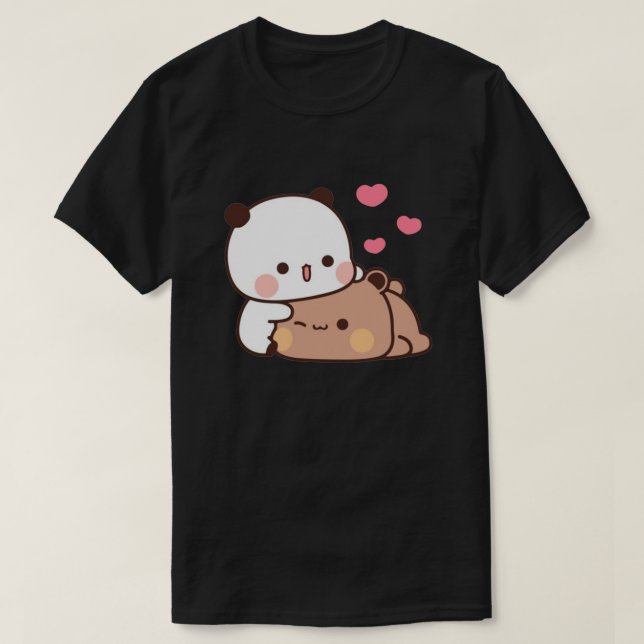 Panda och Brownie Bear Couple T Shirt (Design framsida)
