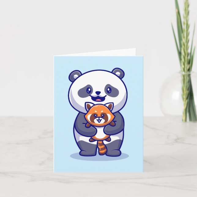 Panda och Fox Anteckningskort (Framsida)
