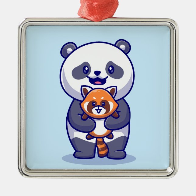 Panda och Fox Julgransprydnad Metall (Framsidan)