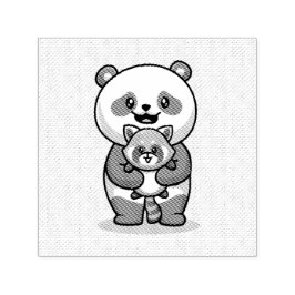 Panda och Fox Självfärgande Stämpel