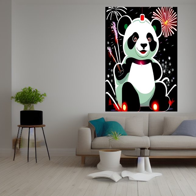 Panda och fyrverkeri | AI Art Poster (Skapare uppladdad)