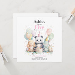 Panda och kompisars födelsedag och partiinbjudan