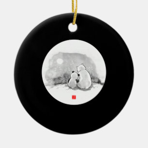 Panda och Polar med klämmor Julgransprydnad Keramik
