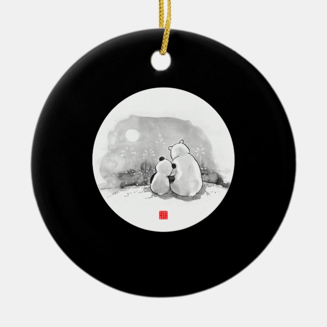 Panda och Polar med klämmor Julgransprydnad Keramik (Framsidan)