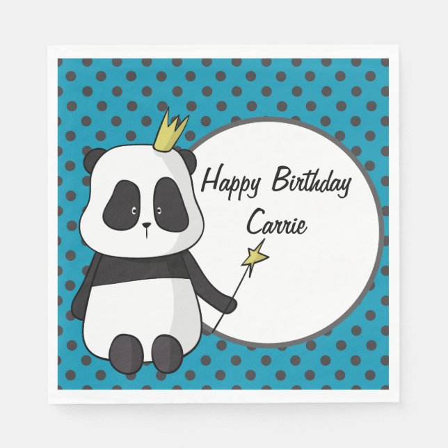 Panda och Polka dots Personlig Pappersservett (Framsidan)