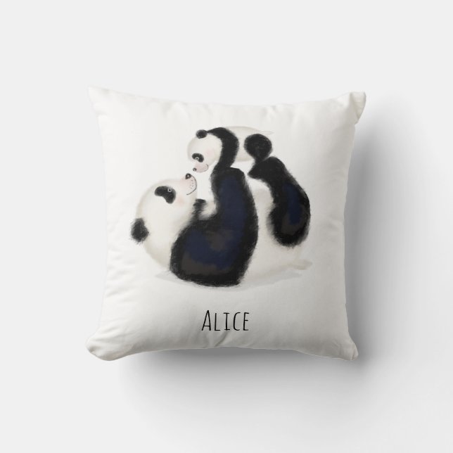 Panda och tapir personlig barn cushion kudde (Framsida)