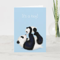 Panda och unge "Det är en pojke" nyfödd bebis kort