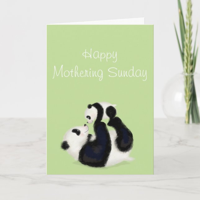 Panda och unge Mothering Söndag-kort Kort (Framsida)