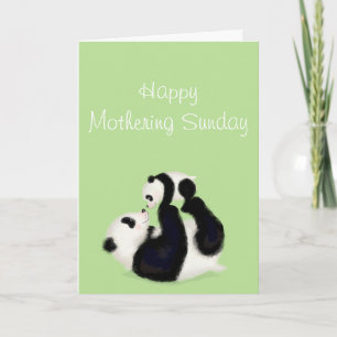 Panda och unge Mothering Söndag-kort Kort