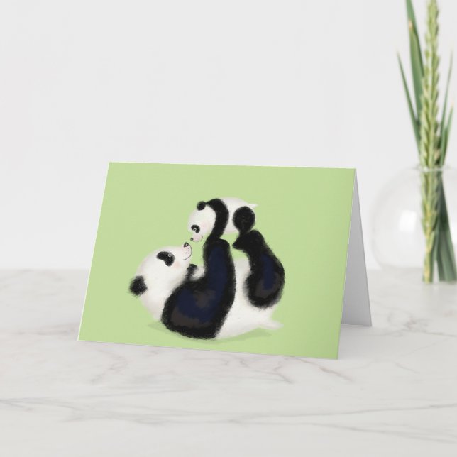 Panda och unge Mothering Söndag-kort Kort (Framsida)