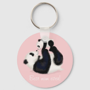 Panda och unge nyckelringen "Bästa morsa någonsin" Nyckelring