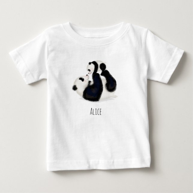 Panda och unge personlig baby T-shirt (Framsida)