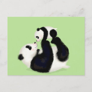Panda och unge vykort