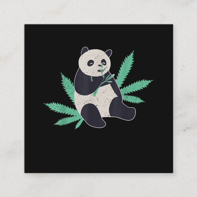 Panda Ogräs Stoner Gift Fyrkantigt Visitkort (Framsida)