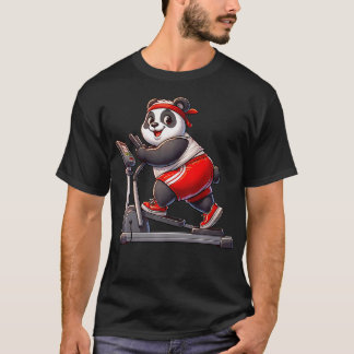 Panda on Elliptical Trainer Gym Fitness Workout Tr T Shirt