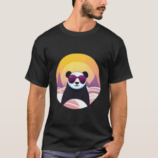 Panda On Vacation Wearing Sunglasses T Shirt