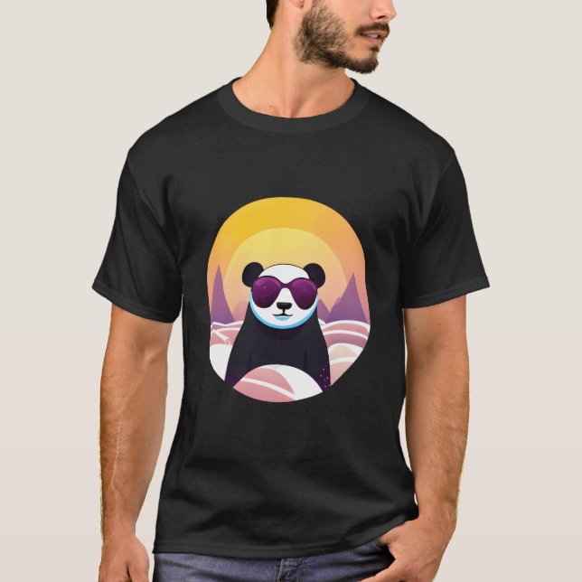 Panda On Vacation Wearing Sunglasses T Shirt (Framsida)