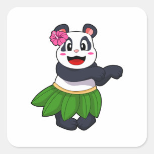Panda på Ballet Dance Fyrkantigt Klistermärke
