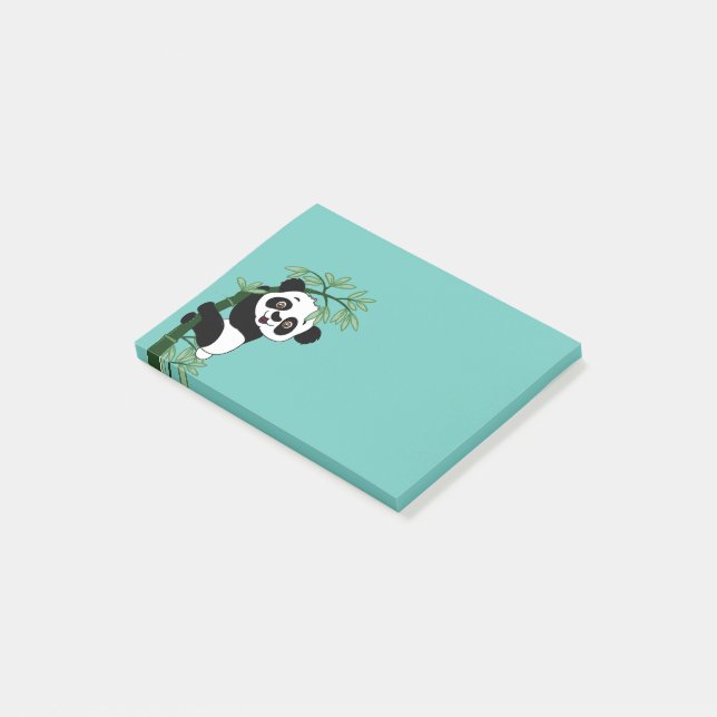 Panda på bambu post-it block (Vinklad)