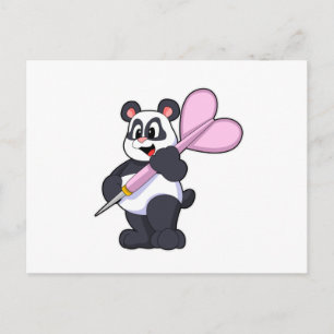Panda på Dart med Pil Vykort