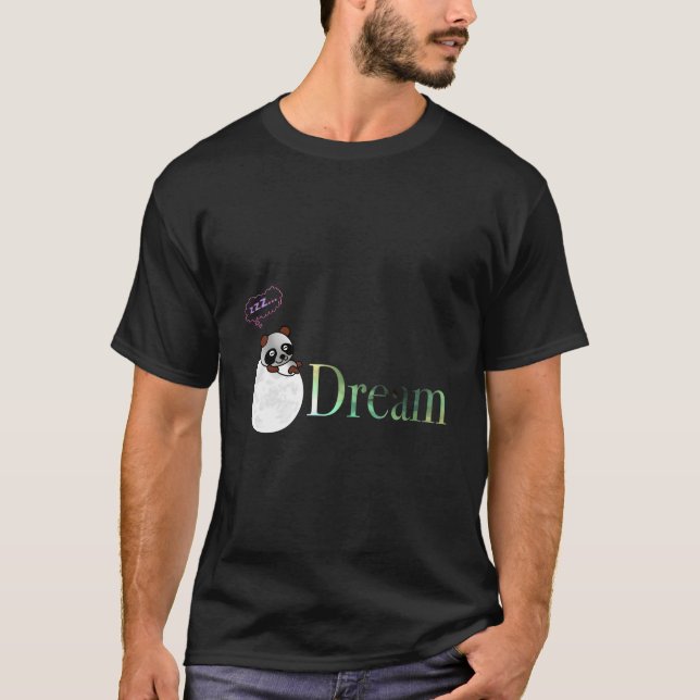 Panda På En Måne T Drömmar Kawaii Shirt (Framsida)