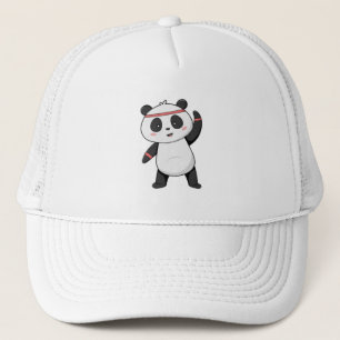 Panda på Fitness med Headband Keps
