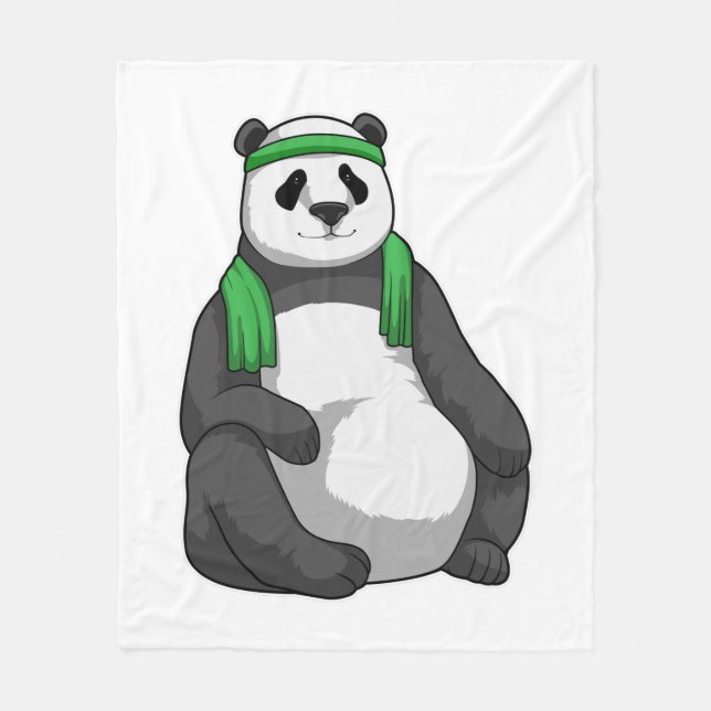 Panda på Fitness med Towel Fleecefilt (Framsidan)