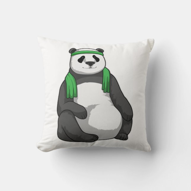 Panda på Fitness med Towel Kudde (Framsida)